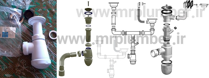 نقشه بستن لوله فاضلاب سینک ظرفشویی