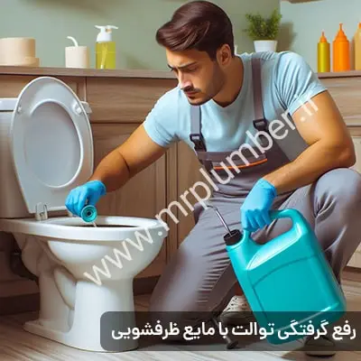 رفع گرفتگی توالت با مایع شوینده