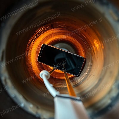 استفاده از لوله و چسب دوطرفه برای درآوردن گوشی از چاه توالت