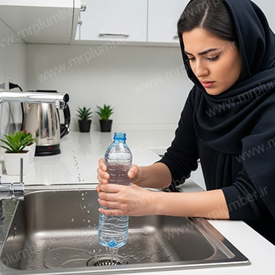 رفع گرفتگی سینک با بطری آب معدنی