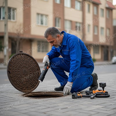 گرفتگی دریچه بازدید فاضلاب