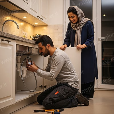 آب دادن زیر سینک ظرفشویی