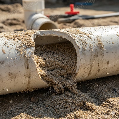 وارد شدن ماسه به داخل لوله که باعث گرفتگی شده